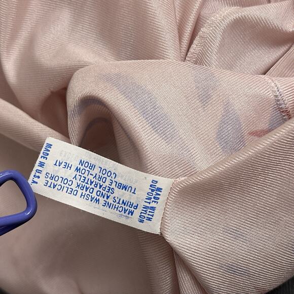 Vintage Vanity Fair Nightgown 34 Pink Antron III Nylon Satin Robe Lace Button - Picture 7 of 8